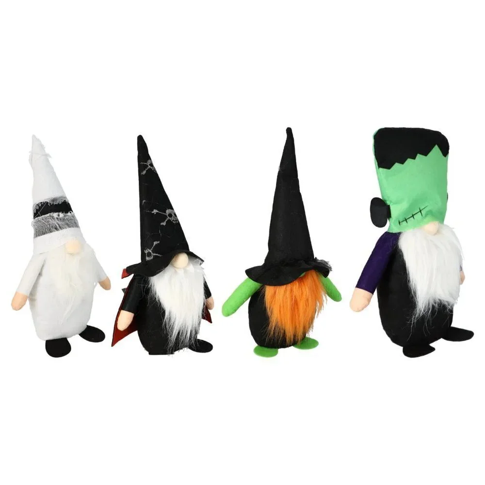 Lot of 4 new Halloween gnomes Witch, Vampire, Frankenstein and mummy